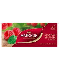 Чай черный Майский Сладкая малина с мятой 25 пак. × 1.5 г