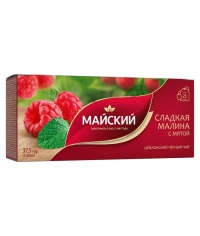 Чай черный Майский Сладкая малина с мятой 25 пак. × 1.5 г