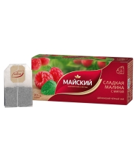 Чай черный Майский Сладкая малина с мятой 25 пак. × 1.5 г