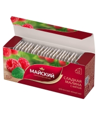 Чай черный Майский Сладкая малина с мятой 25 пак. × 1.5 г