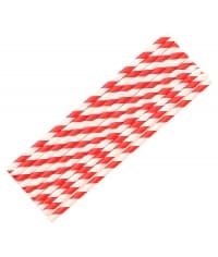 Бумажные трубочки Леденец бело-красная полоска 200мм d=6мм 250 шт