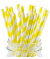 Бумажные трубочки Лимон жёлто-белые 200 мм d=6 мм