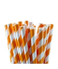 Бумажные трубочки Апельсин бело-оранжевые 200 мм d=6 мм