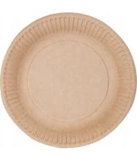 Тарелка бумажная Snack Plate крафт/ белая ламинированная d=230 мм