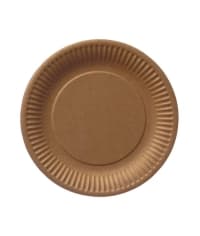Тарелка бумажная Snack Plate крафт/ белая ламинированная d=180 мм