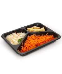 Контейнер PP прямоугольный Черный 3-секционный 227×177×36 мм КД-401/3 без крышки