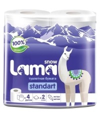 Туалетная бумага Snow Lama Standart 2-слойная 4 рулона
