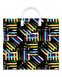 Пакет ПЭ с пластмассовыми ручками 38x34+3см (90) Цветные линии Артпласт (х10/150)