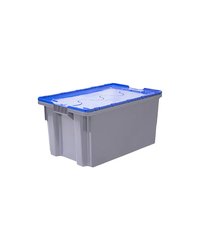 Ящик для продуктов сплошной с крышкой (от -18 до +50°C) полиэтилен 52л ,H=31,5,L=60,B=40см серый,син
