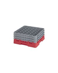 Кассета для бокалов 36 ячеек Dmax=73,Hmax=196мм полипроп. ,H=22,5,L=50,B=50см красный,серый