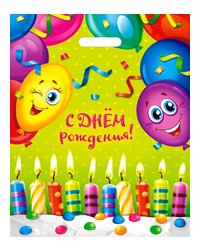 Пакет ПЭ с вырубной ручкой 38x47+6см (60) (Счастливый день) ламинированный Интерпак (х50/500)