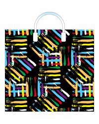 Пакет ПЭ с пластмассовыми ручками 38x34+3см (90) Цветные линии Артпласт (х10/150)