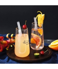 Пластиковые прямые трубочки со скошенным углом Прозрачные 240 мм d=12 мм в инд. упак. для бабл-ти