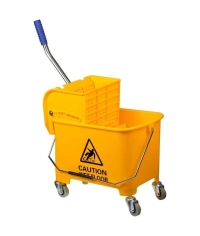 Ведро МОП прямоугольное на колесах NOWA 27×67×63 см с отжимом 20 л желтое