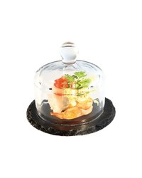 Блюдо для подачи сланец натур.,стекло D=105,H=80мм черный