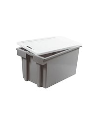 Контейнер для продуктов с крышкой полипроп. 62л ,H=38,L=67,B=46см серый