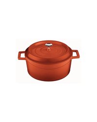 Кастрюля для запекания с крышкой с ручками эмалиров.чугун 1л D=16,H=11см красный