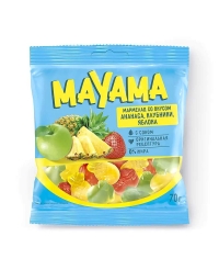 Мармелад жевательный Mayama Ананас Клубника Яблоко в форме ягод и фруктов 70 г