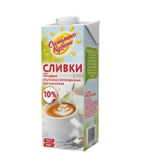 Сливки Солнышко Кубани 10% тетрапак с крышкой 1000 мл Сливки Солнышко Кубани 10% тетрапак с крышкой 1000 мл