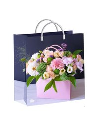 Подарочные пакеты 24х26+10см из мягкого пластика (Цветочный презент) Тико (х1/40)