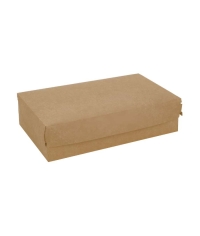 Коробка картонная для десертов DoECO CAKE 1900 белая /крафт 230×140×60 мм