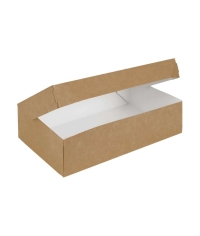 Коробка картонная для десертов DoECO CAKE 1900 белая /крафт 230×140×60 мм