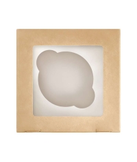 Коробка картонная на 1 капкейк DoECO MUF 1 с окном белая /крафт 100×100×100 мм
