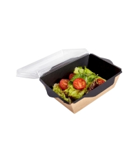 Контейнер бум. DoECO OPSALAD BLACK 400 мл черный/крафт 145×95×45 мм