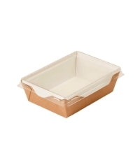 Контейнер бум. DoECO OPSALAD 450 мл белый /крафт 144×95×55 мм