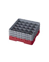 Кассета для бокалов 25 ячеек Dmax=87,Hmax=225мм полипроп. ,H=22,5,L=50,B=50см красный,серый