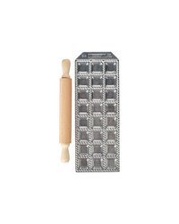 Форма для равиоли 2,5х2,5см со скалкой[24шт] алюм.литой,дерево ,H=15,L=280,B=103мм