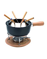 Мармит для фондю (набор) алюм.литой,дерево 2,2л D=21,H=20,L=33см серый,древесн.