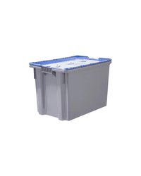 Ящик для продуктов сплошной с крышкой (от -18 до +50°C) полиэтилен 75л ,H=41,5,L=60,B=40см серый,син