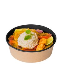 Контейнер бумажный круглый 750мл D=150мм Выс:61мм Round Bowl flat цвет Крафт/Черный OSQ (х270)