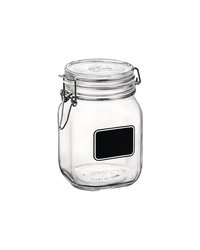 Банка «Лавана» квадратная с крышкой и этикеткой стекло 1л ,H=16,L=10,6,B=10,6см прозр.
