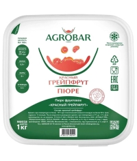 Пюре замороженное Agrobar Грейпфрут Красный без сахара 1000 г