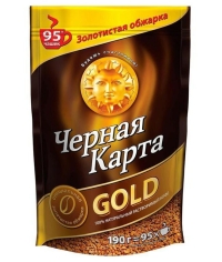 Кофе растворимый сублимированный Черная Карта Gold пакет 190 г