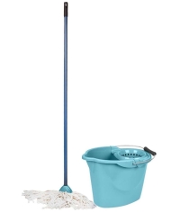 Швабра МОП 110 см с веревочной насадкой из хлопка Voque с ведром 12 л с отжимом