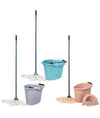 Швабра МОП 110 см с веревочной насадкой из хлопка Voque с ведром 12 л с отжимом