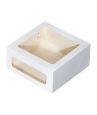 Коробка картонная для торта OSQ II WW белая с окном 220×220×100 мм