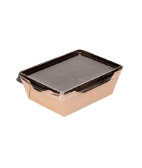 Контейнер бумажный OPSALAD BLACK WOOD 400 мл черный/крафт 145×95×45 мм