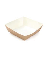 Лоток для фаст-фуда OSQ TRAY 550 белый/крафт 110×110×42 мм