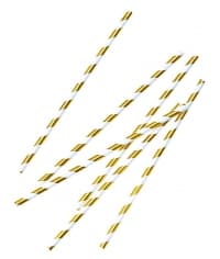 Бумажные трубочки Complement БЕЛО-ЗОЛОТАЯ полоска 200 мм d=6 мм