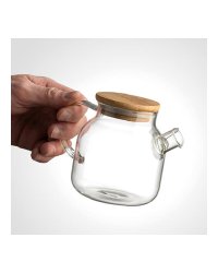 Чайник заварочный стеклянный с деревянной крышкой 500 мл Прозрачный