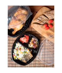 Крышка PP ПолиЭР 3х секц овальная Прозрачная 257×202×35 мм