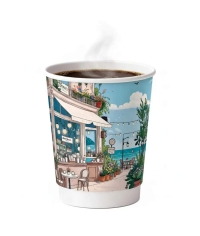 Стакан бумажный 2-слойный Глянцевый КАФЕ d=80 250 мл