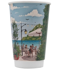 Стакан бумажный 2-слойный Глянцевый КАФЕ d=90 450 мл