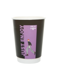Стакан бумажный 2-слойный матовый люкс JUST ENJOY d=90 350 мл