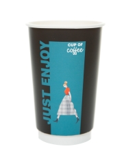 Стакан бумажный 2-слойный матовый люкс JUST ENJOY d=90 450 мл