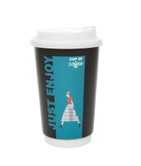 Стакан бумажный 2-слойный матовый люкс JUST ENJOY d=90 450 мл